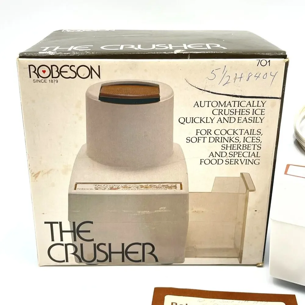Vintage Robeson RO-701 The Crusher Electric Ice Crusher New In Opened Box 1970s